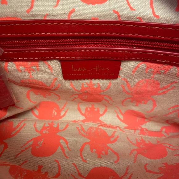 India Hicks Red Leather Zippered Clutch